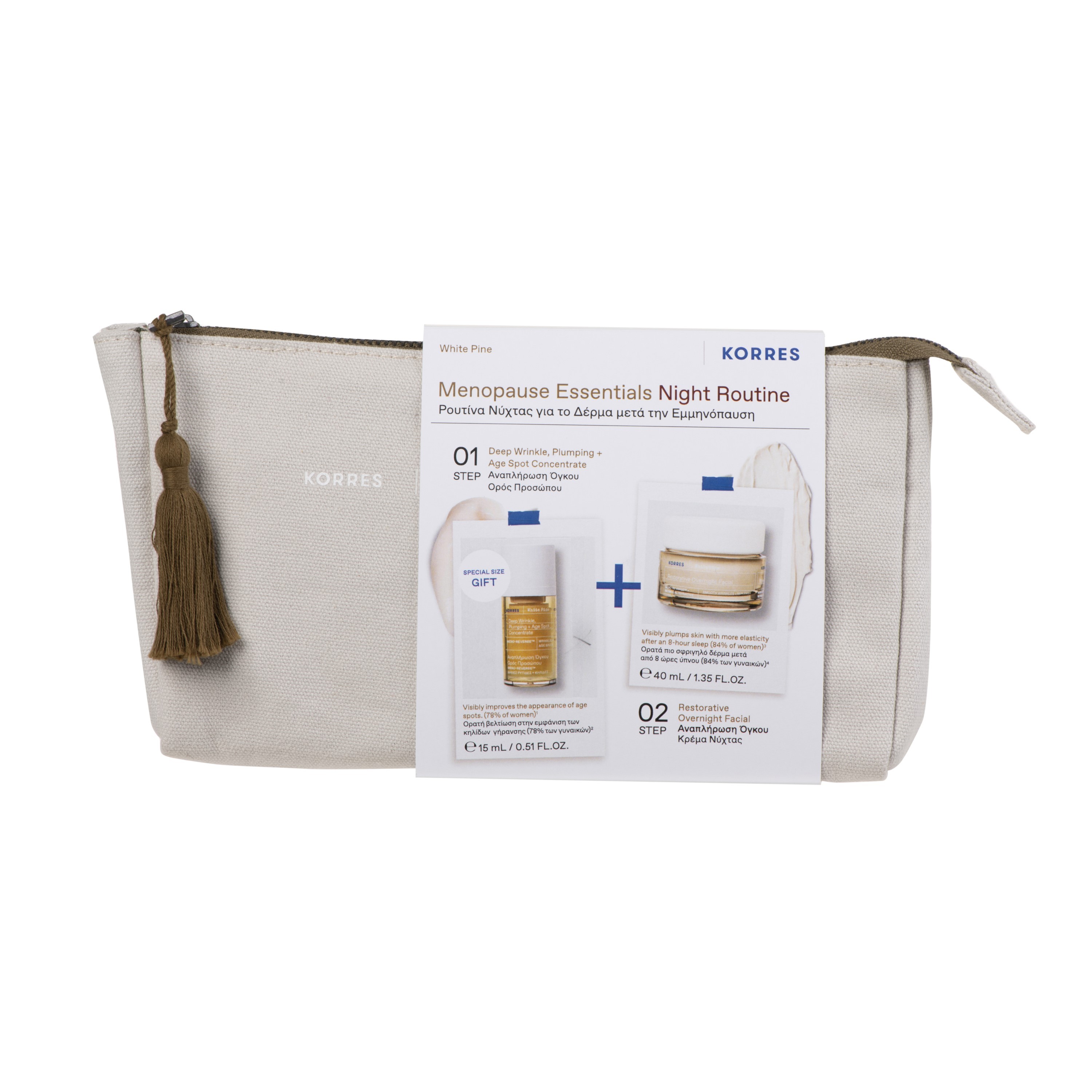 KORRES Λευκή Πεύκη Menopause Essentials Night Routine Skincare Σετ